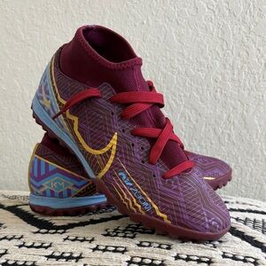 Nike Zoom Mercurial Vapor Academy Air Zoom Turf Burgundy and Blue Soccer Shoes